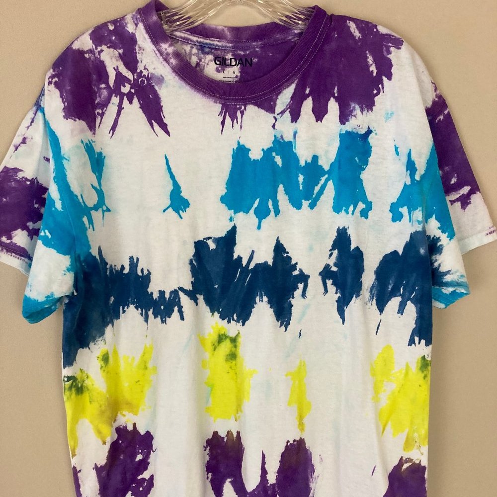 Custom Upcycled Gildan tie dye tee shirt, large